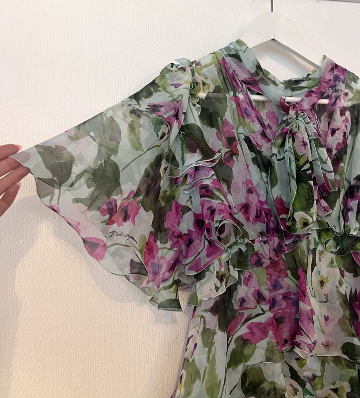 102166 - D&G Bluebell-Print chiffon silk dress 